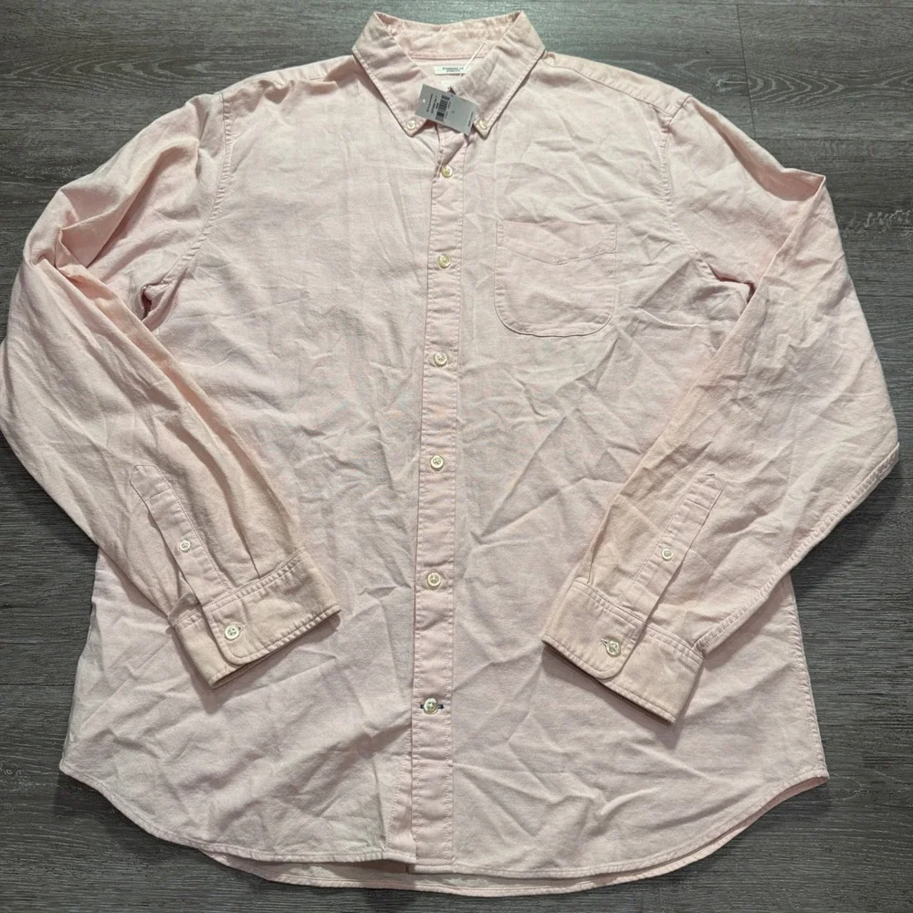Gap Shirt Mens L Pink Solid Cotton Stretch Oxford OCBD Casual Minimalist NWT